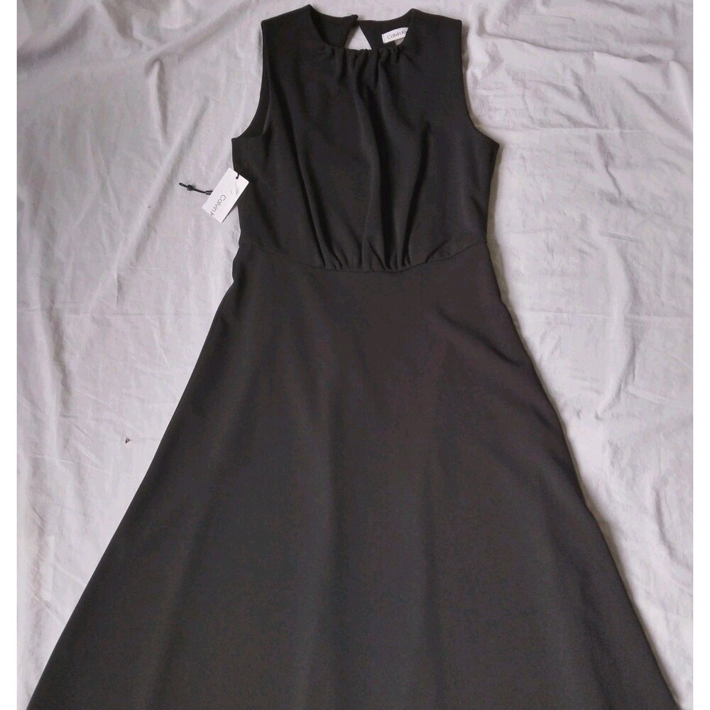 Calvin Klein Sleeveless Midi Dress Black Fit And Flare Womens Size 2 - Picture 2 of 10